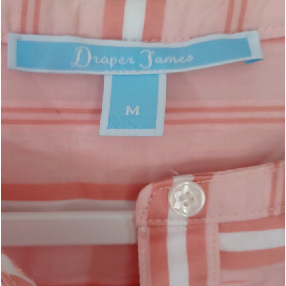 Draper James Ruffle Placket Dress Coral Pink Stripe M NWT - Picture 3 of 15
